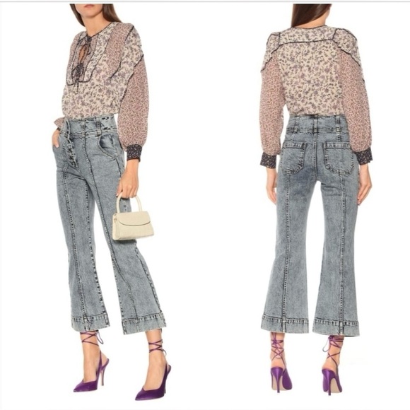 🎆Ulla Johnson Ellis High-Rise Cropped Bootcut Jeans 4 90’s acid wash luxury 1990 - Picture 1 of 14